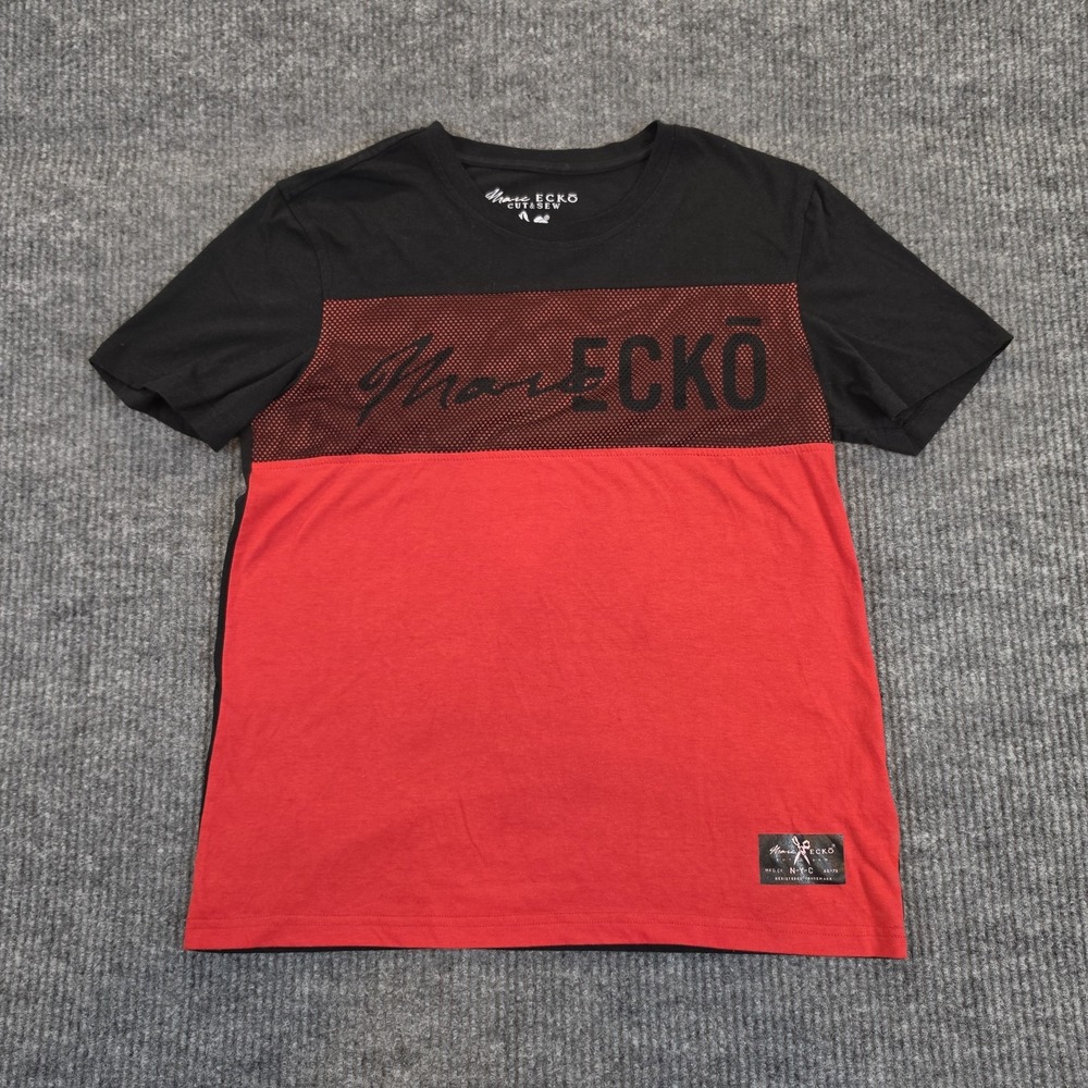 Marc Ecko Cut & Sew Men's Black/Red Logo Graphic Print Crew Neck T-Shirt Medium